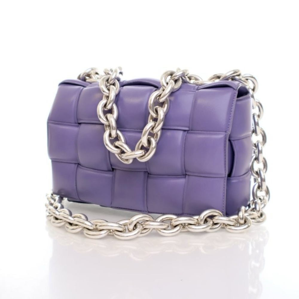 Bottega Veneta Purple Silver Shoulder Bag with Quilted Design - Picture 4 of 6